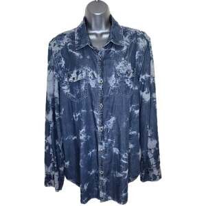 G by Guess Tie-Dye Chambray Button-Up Shirt